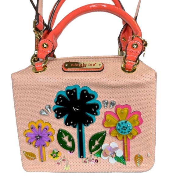 Nicole Lee Floral Handbag Top Handle Crossbody - Picture 1 of 17